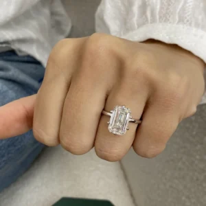 10.0ct Emerald Cut Lab Grown Diamond Solitaire Ring in 14K White Gold Dubai