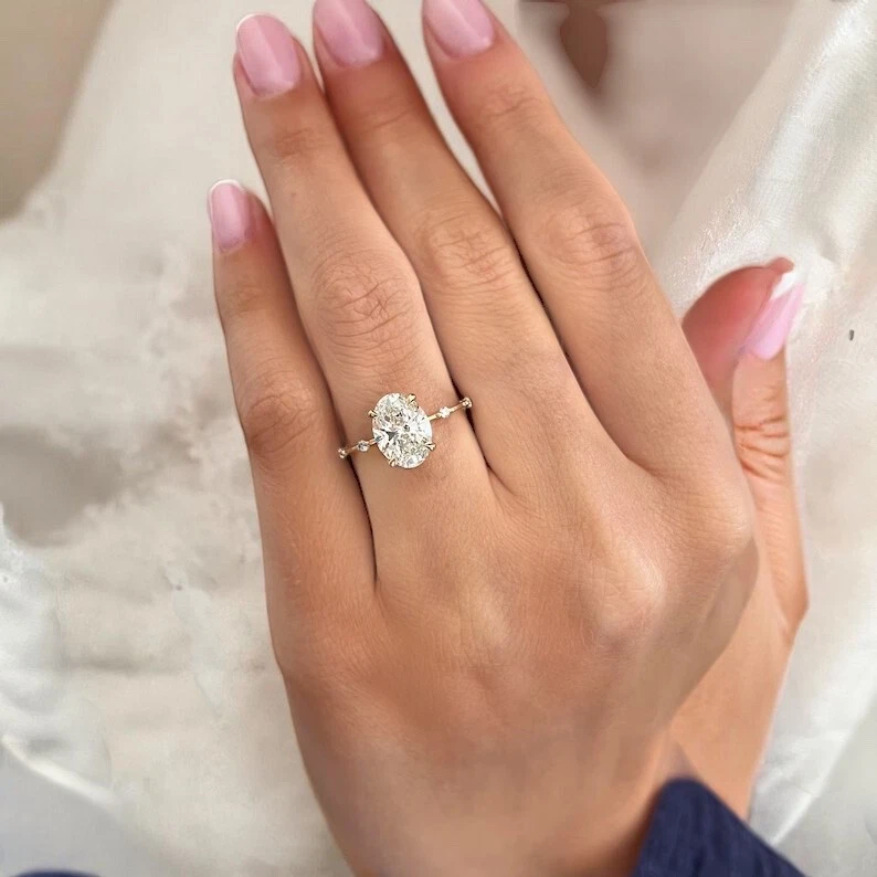 2.00 Carat Oval Lab Grown Diamond Ring 14K Yellow Gold IGI Certified E VVS2 - Image 2