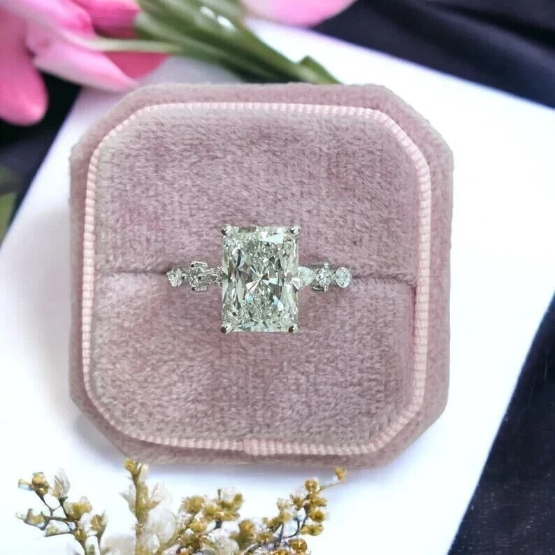 3.40 Ct Radiant Cut Lab Diamond Engagement Ring Dubai – IGI E VVS2 CVD Diamond in 14K White Gold - Image 5