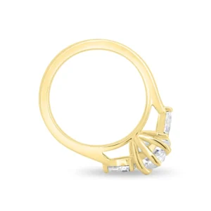 2.00 CTW Pear Lab-Grown Diamond Three-Stone Engagement Ring in 14K Yellow Gold | IGI Certified E VVS2