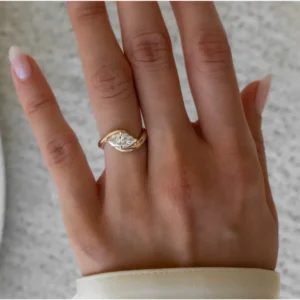 Marquise lab grown diamond ring 18k yellow gold Dubai