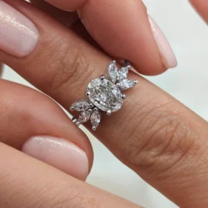 1.90 CTW Lab Grown Diamond Engagement Ring in 14K White Gold Dubai – IGI Certified Oval Cut