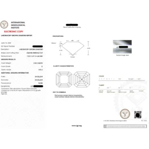 2.00 Ct Asscher Cut IGI Certified Lab-Grown Diamond Solitaire Engagement Ring in 14K Gold