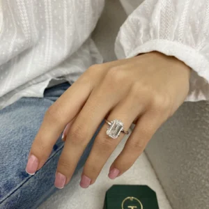 10.0ct Emerald Cut Lab Grown Diamond Solitaire Ring in 14K White Gold Dubai