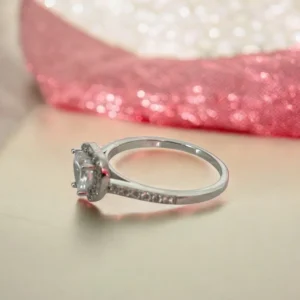 Heart Lab Grown Diamond Wedding Ring 14K White Gold IGI Certified Dubai