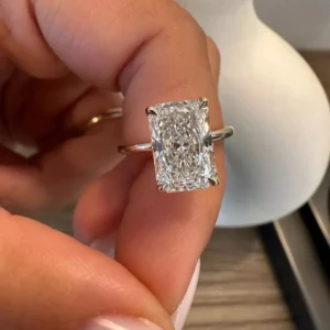 Lab Grown Diamond Ring 14K White Gold Dubai – 6.30CT IGI Certified Radiant Cut