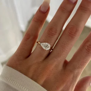 2.0 CT Pear East-West Cathedral Engagement Ring in 18k White Gold