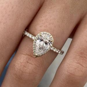 1.90 CT pear lab grown diamond engagement ring 14K yellow gold Dubai