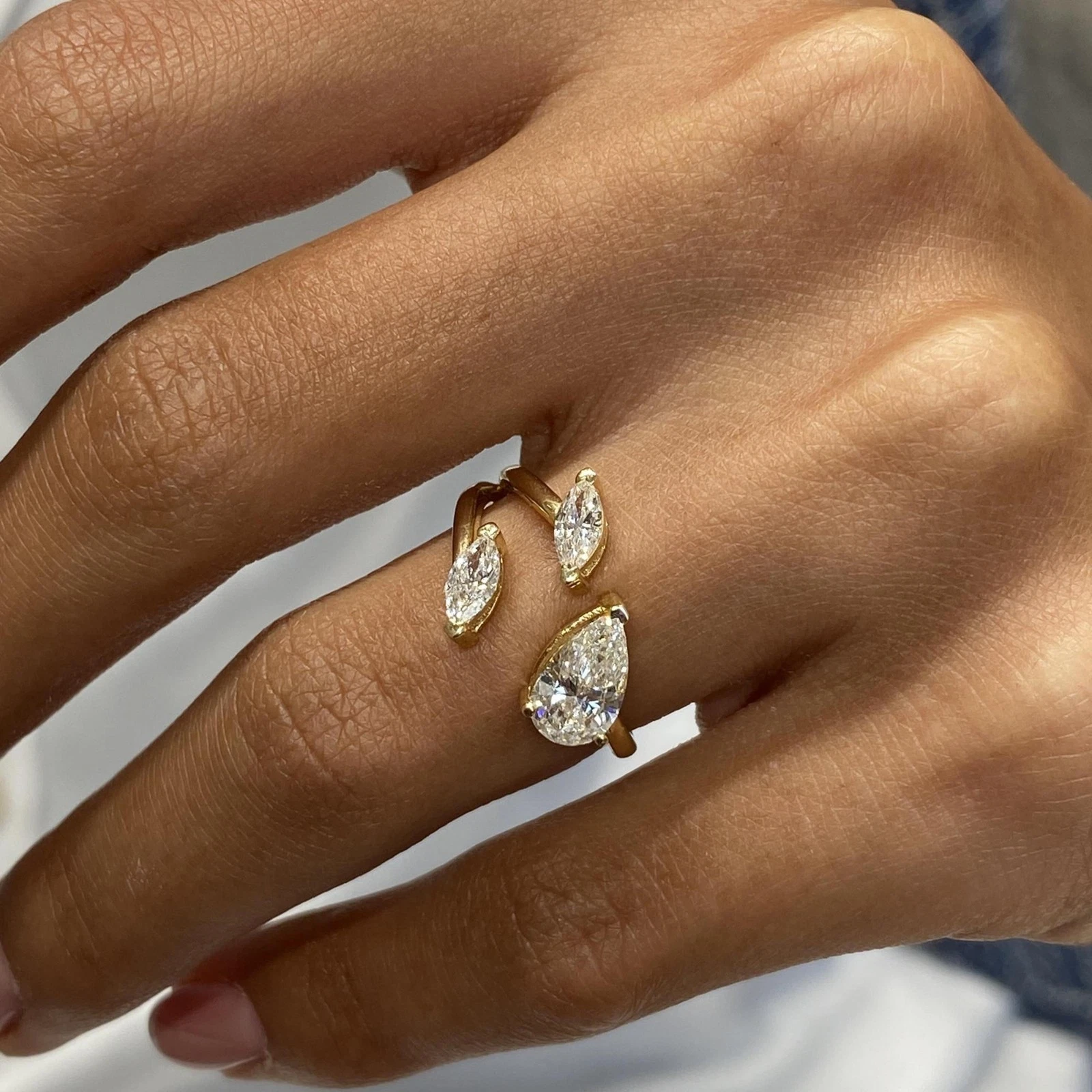 2.0 CTW Lab Grown Diamond Engagement Open Ring 14K Gold IGI Certified E VVS2 - Image 5