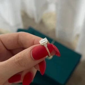 2.00 CTW Emerald Cut Lab Diamond Trilogy Ring in 14K Gold (E/VVS2, IGI Certified)