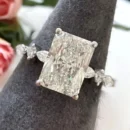 3.40ct radiant lab diamond ring Dubai 14k white gold pavé