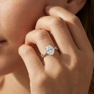 2.20 Ct Oval Lab-Created Diamond Engagement Ring with Twisted Pavé Band in 14K Yellow Gold | IGI Certified