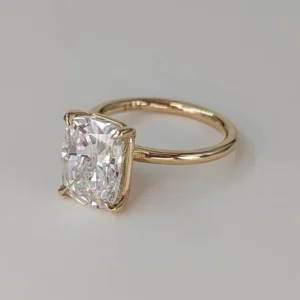 3CT Cushion Lab Grown Diamond Engagement Ring 14K Yellow Gold Dubai UAE – IGI Certified Luxury Ring