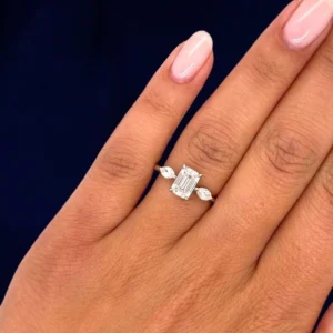 1.30 CT emerald cut lab grown diamond engagement ring 14K gold Dubai IGI certified D VVS2 handcrafted UAE