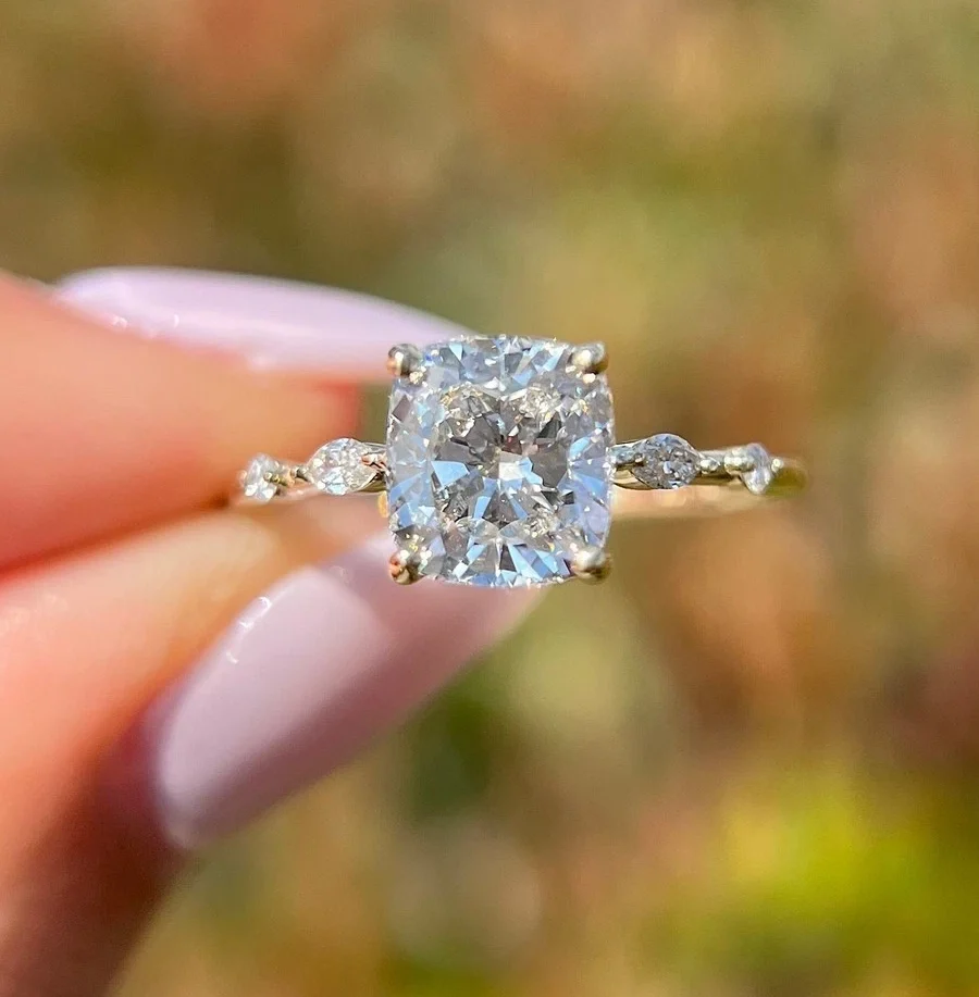 2.15ct cushion cut lab diamond ring 18k white gold Dubai