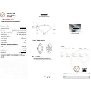 Marquise Lab Grown Diamond Engagement Ring 18K Gold Dubai – 1.50 CT IGI Certified D VVS2