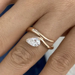 1 Carat Pear Cut Lab Grown Diamond Rose Gold Engagement Ring Dubai UAE