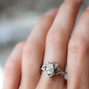 2.10 Ct Pear Cut Lab Grown Diamond Ring | E VVS2 | IGI Certified 14K White Gold Bridal Ring Dubai