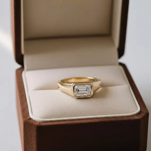 1.50 Ct Emerald Cut Lab Grown Lab Grown Diamond Engagement Ring 14k Yellow Gold