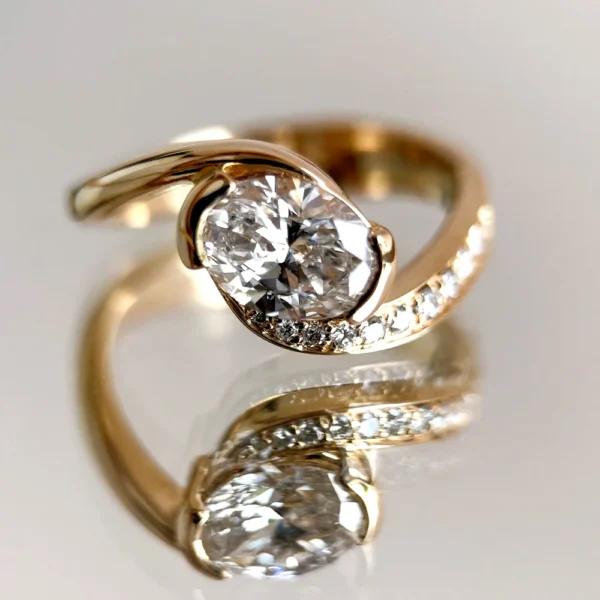 1.70 CT Oval Lab Grown Diamond Engagement Ring 14K Yellow Gold IGI E VVS2 Dubai