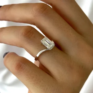 2.00 Ct Emerald Cut IGI Certified Lab-Grown Diamond Solitaire Engagement Ring in 14K White Gold