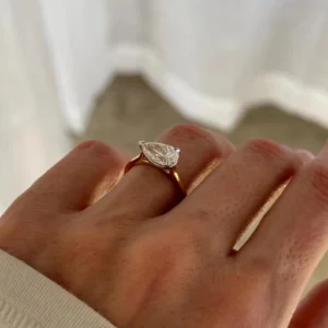 2.0 CT Pear East-West Cathedral Engagement Ring in 18k White Gold