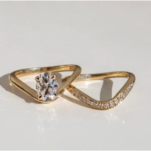 18K Yellow Gold Oval Lab Grown Diamond Bridal Set 1.40 TCW D VVS2 IGI Certified – Dubai UAE