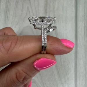 Marquise Lab Grown Diamond Bridal Set Ring in 14K White Gold – 5.45 CTW E VVS2 IGI Certified Dubai