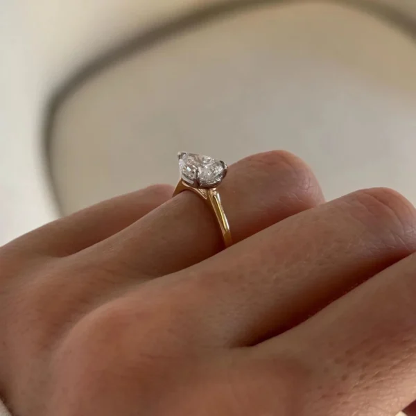 2.0 CT Pear East-West Cathedral Engagement Ring in 18k White Gold