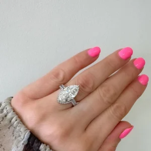 Marquise Lab Grown Diamond Bridal Set Ring in 14K White Gold – 5.45 CTW E VVS2 IGI Certified Dubai