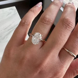 3.00 CT Oval Cut IGI Certified Lab-Grown Diamond Solitaire Ring in 18K White Gold | D VS1