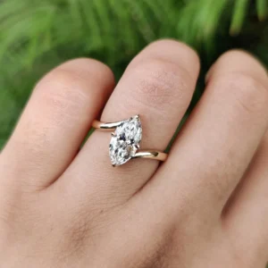 Marquise Lab Grown Diamond Engagement Ring 18K Yellow Gold Dubai – 1.50CT D VVS2 IGI Certified