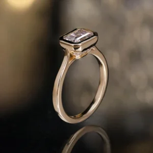 1.50Ct Emerald Cut Lab Grown Diamond Engagement Ring in 14K Yellow Gold – IGI Certified | Dubai Luxury Jewelry