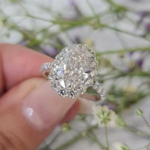 lab grown diamond ring 14k white gold dubai oval halo