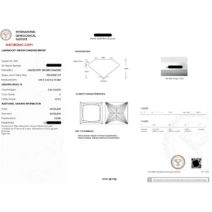 2.30 CT Princess Cut Lab Diamond Engagement Ring in 14K White Gold – IGI Certified E VVS2