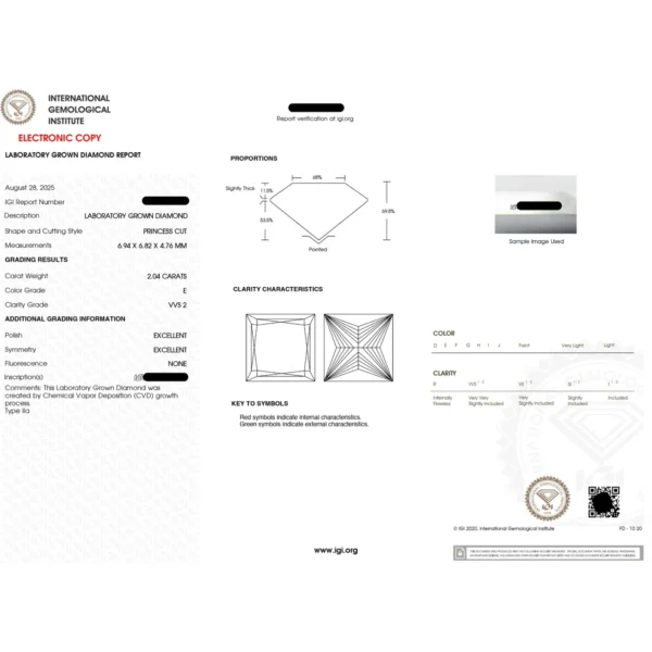 2.30 Ct Princess-Cut Lab-Grown Diamond Engagement Ring in 18K White Gold | IGI Certified E VVS2