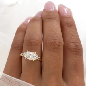 Marquise cut lab grown diamond engagement ring Dubai factory 18k yellow gold