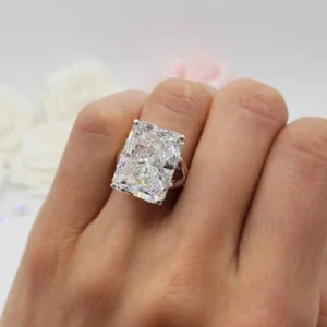 10 CT Radiant Cut Lab Grown Diamond Engagement Ring E VS1 IGI Certified 14K White Gold – Dubai UAE