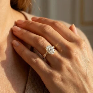 2.20 Ct Oval Lab-Created Diamond Engagement Ring with Twisted Pavé Band in 14K Yellow Gold | IGI Certified