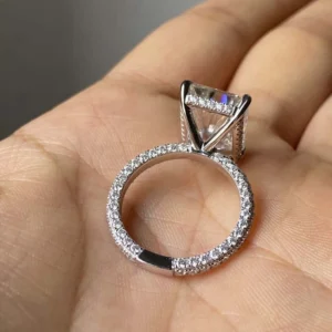 14K White Gold 8.5CT Radiant Lab Grown Diamond Solitaire Engagement Ring Dubai UAE