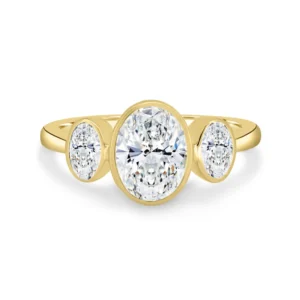 Round Lab Grown Diamond Engagement Ring 14K Gold Dubai – 2.30 Ct IGI Certified E VVS2 Three Stone Design UAE