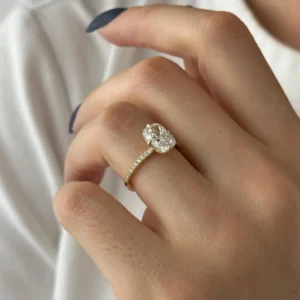 2.20 CTW Elongated Cushion Lab Diamond Compass Engagement Ring in 14K Gold (E/VVS2, IGI Certified)