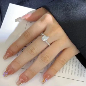2.30 Ct Pear Cut Lab-Grown Diamond Engagement Ring | E VVS2 | 14K White Gold | Dubai Crafted Bridal Ring