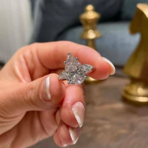 pear lab grown diamond trilogy ring 14k white gold dubai 3.50ct