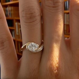 Oval Lab Grown Diamond Engagement Ring 14K Yellow Gold Dubai – 1.70 CT IGI E VVS2