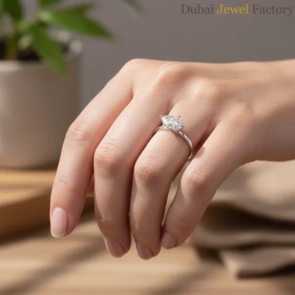 2.00 CT Pear F VS1 East-West Lab Grown IGI Diamond Solitaire Engagement Ring