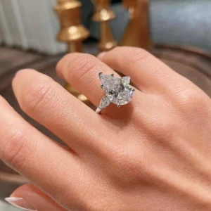 Pear Lab Grown Diamond Trilogy Ring 14K White Gold Dubai UAE – 3.50 CT IGI Certified D VVS2