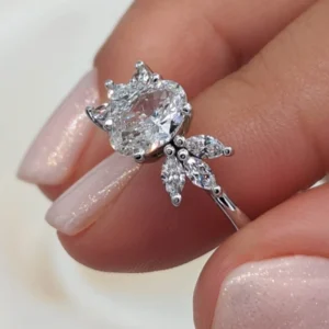 1.90 CTW Lab Grown Diamond Engagement Ring in 14K White Gold Dubai – IGI Certified Oval Cut