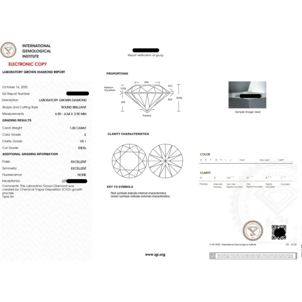 14K White Gold 1.1CT Round Lab Grown Diamond Engagement Ring E VS1 IGI Certified Dubai UAE