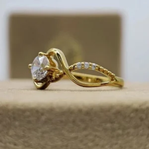 1.05 Ct Round Lab-Grown Diamond Solitaire Engagement Ring in 14K Yellow Gold | D Color VVS2 Certified